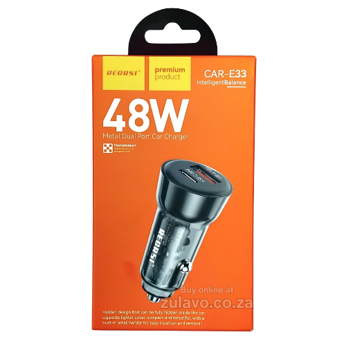 REGRSI CAR-E33 48W USB + Type-C Super Fast Car Charger Adapter Truly fast, efficient, and intelligent in-car charging.