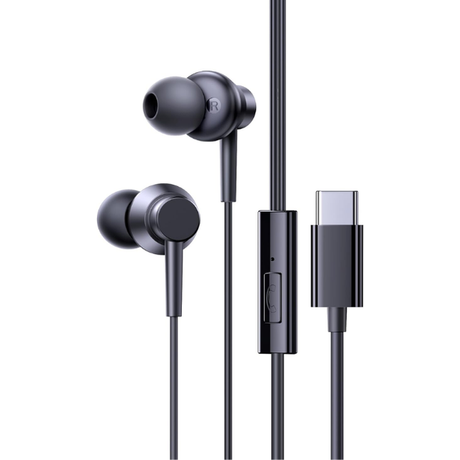 Wired USB-C In-Ear Earphones with Microphone and 10mm Driver Gerlax E21 Black