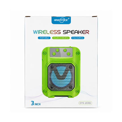 GREATNICE GTS-2039 3 Inch Portable Wireless Speaker Solar Charging Black