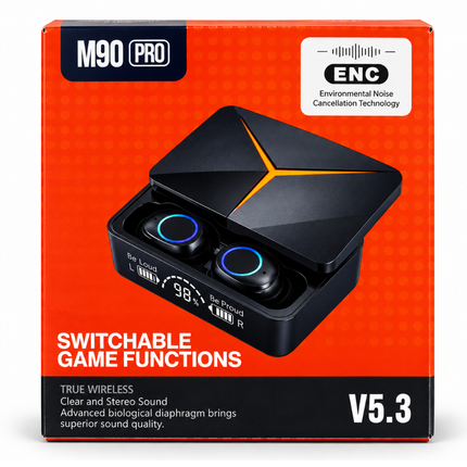 M90 Pro Bluetooth 5.3 Wireless Earbuds with Power Bank Function, Touch Control and Type-C Charging Case