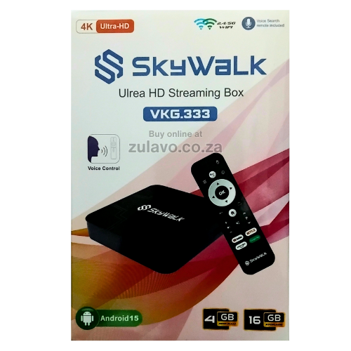 SkyWalk VKG.333 Android 15 Ultra HD TV Box – Smarter Entertainment at Home Transforms any TV into a smart powerhouse.