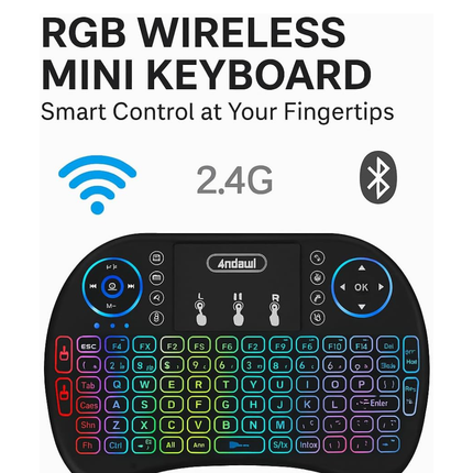 Andowl Q-K07 Intelligent Multifunctional 7-Color RGB Wireless Mini Keyboard with Touchpad