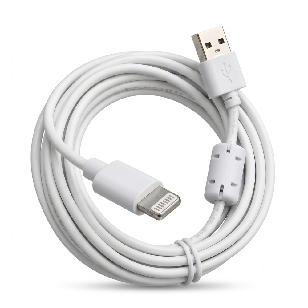 Lightning Compatible USB Charging Cable 3M High-Speed Charging Cable White