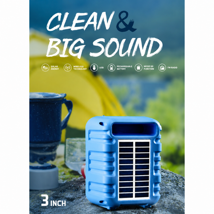 GREATNICE GTS-2039 3 Inch Portable Wireless Speaker Solar Charging Black