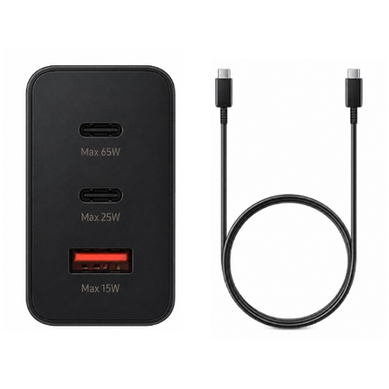 65W Super Fast PD Power Adapter Trio Charger with Dual USB-C & USB-A Ports