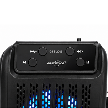 GREATNICE GTS-2005 3 Inch with Microphone and LED Light Portable Wireless Speaker Black