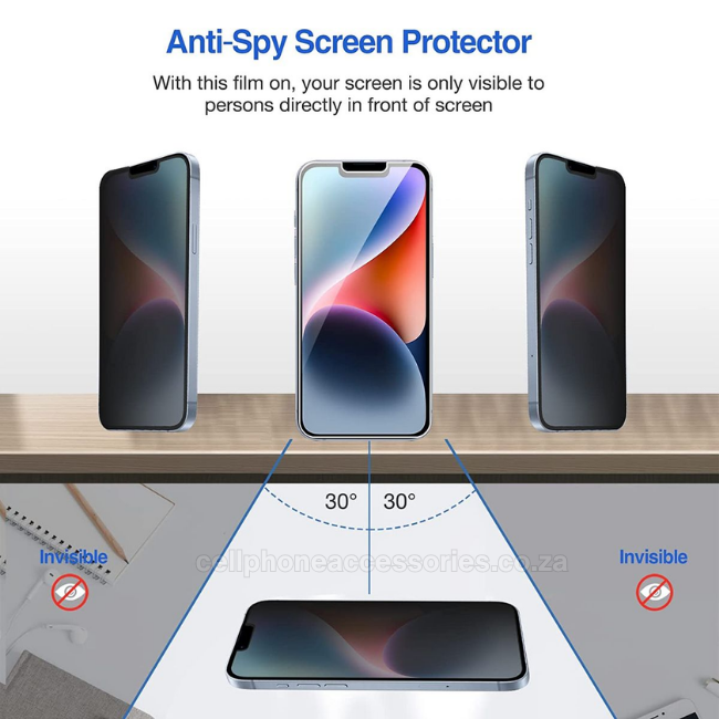 iPhone 14 / 14 Plus / 14 Pro / 14 Pro Max Privacy Tempered Glass Screen Protector Compatible Replacement Twin Pack