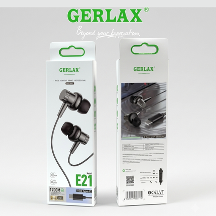 Wired USB-C In-Ear Earphones with Microphone and 10mm Driver Gerlax E21 Black