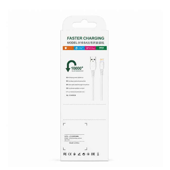 USB to Micro USB Cable 100cm, X16 6A Fast Charging and Data Transfer Cable for Compatible Android Phones, Tablets, Power Banks and Accessories - White