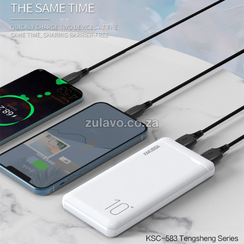 Kakusiga KSC-583 10000mAh Power Bank – Fast. Reliable. Powerful Dual USB output, Type-C and Micro input