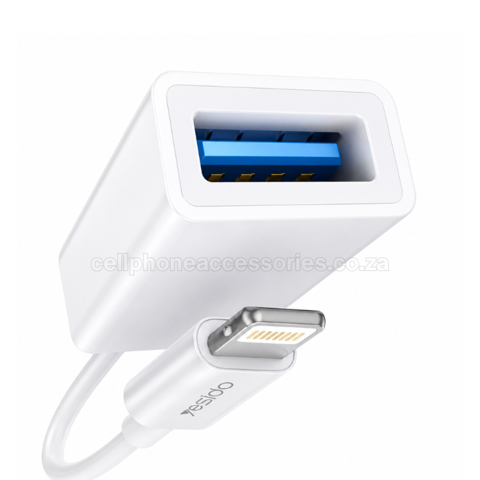 Yesido GS10 Lightning OTG Adapter USB 3.0 Female to Lightning Connector Compatible for iPhone & iPad Devices – White