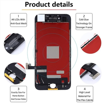 iPhone 7 Compatible Replacement LCD Screen Black or White