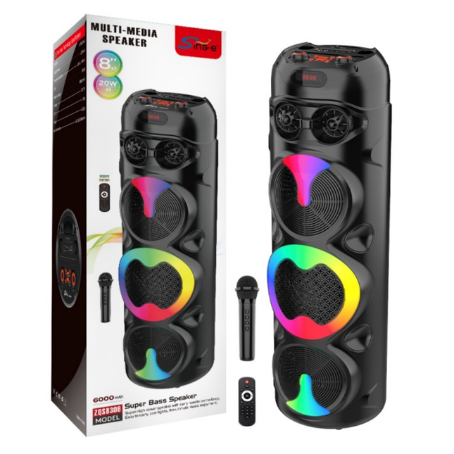 SING-e ZQS8309 8 Inch Portable Party Speaker 40W RGB Bluetooth Speaker