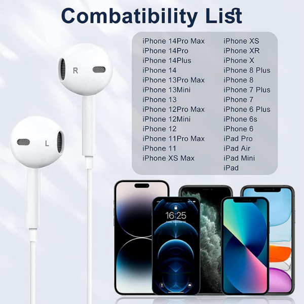 Xenon Lightning Wired Earphones with Microphone & Volume Control Compatible for iPhone Lightning Devices White