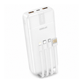 GERLAX P211 Portable Power Bank 20000mAh with Built-In USB-C, Lightning, Micro USB & USB Charging Cables - White