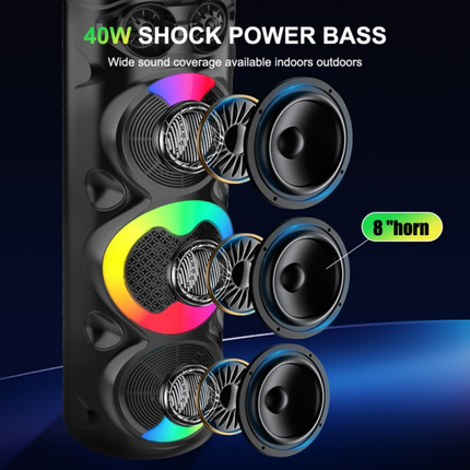 SING-e ZQS8309 8 Inch Portable Party Speaker 40W RGB Bluetooth Speaker
