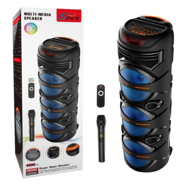 SING-e ZQS8302 8 Inch Portable Party Speaker 60W RGB Bluetooth