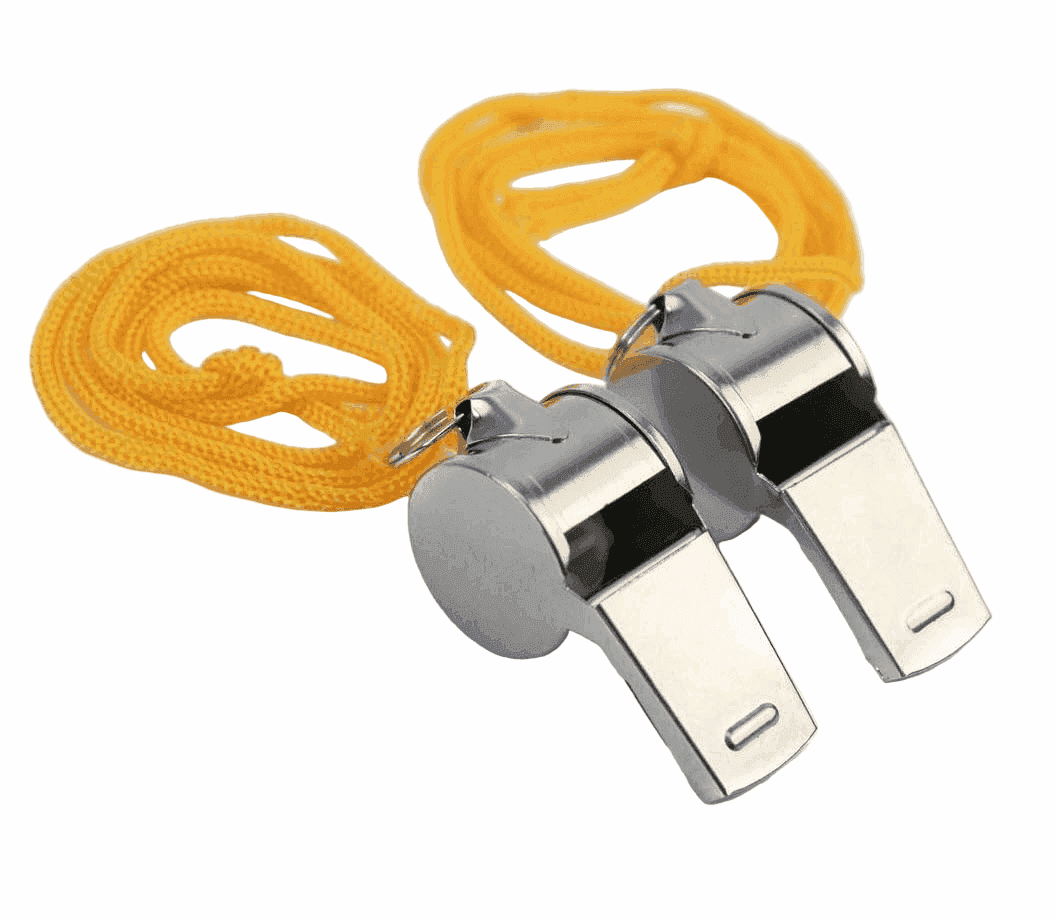 Stainless-steel Sports Whistle with Lanyard 2-Pack