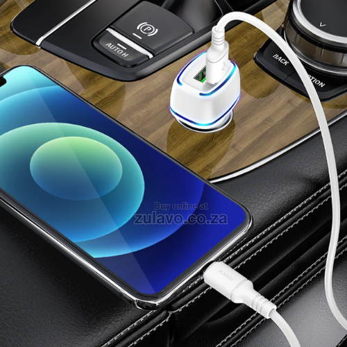 KAKUSIGA KCS-528 Dual USB Car Charger (2.8A Output with Type-C Cable) Supports smartphones, tablets, GPS units, cameras, Bluetooth devices, and more.
