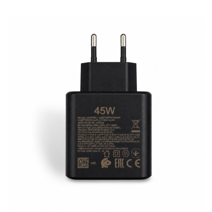 45W USB-C PD Fast Charging Travel Adapter with USB-C to USB-C 5A Cable – Black