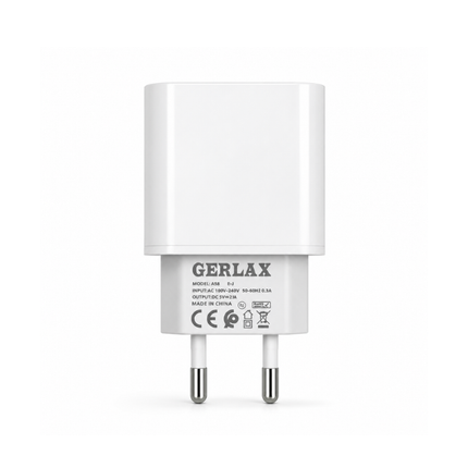 GERLAX USB-C Wall Charger 2.1A with EU Plug – Compact White Charging Adapter