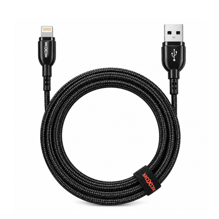 MOXOM MX-CB43 Lightning Cable 3M 2.4A Braided Fast Charging Data Cable - Black
