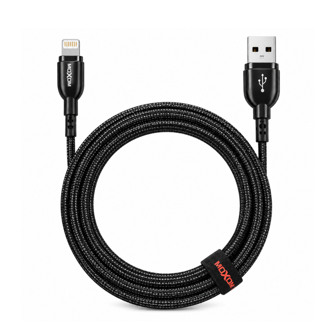 MOXOM MX-CB43 Lightning Cable 3M 2.4A Braided Fast Charging Data Cable - Black