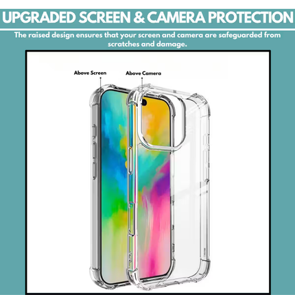 iPhone 16 Pro Compatible Clear Shockproof TPU PC Case with Airbag Corners