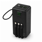 GERLAX GP-423 40000mAh 4 USB Power Bank with Built-in 3-in-1 Charging Cables & Digital Display – Black