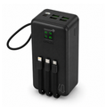 GERLAX GP-423 40000mAh 4 USB Power Bank with Built-in 3-in-1 Charging Cables & Digital Display – Black