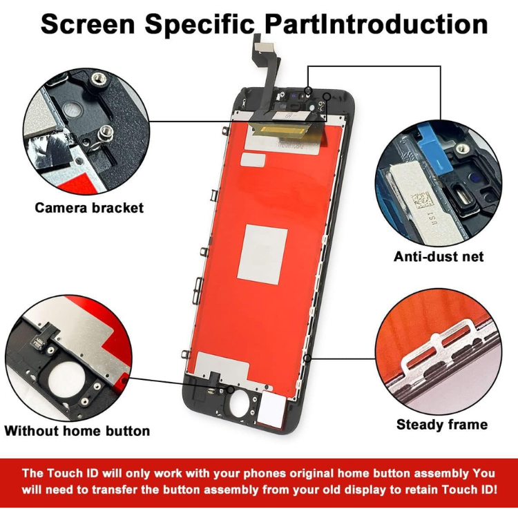 iPhone 6S Plus Compatible Replacement LCD Screen Display Assembly Touch Screen Digitizer – Black & White