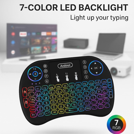 Andowl Q-K07 Intelligent Multifunctional 7-Color RGB Wireless Mini Keyboard with Touchpad