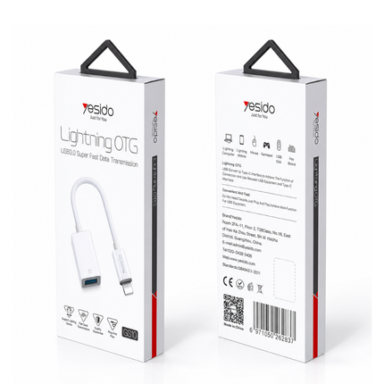 Yesido GS10 Lightning OTG Adapter USB 3.0 15cm White