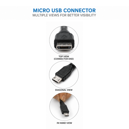 Micro USB Fast Charger Compatible for Android Smartphones with Travel Charger and Cable – Black