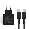 45W USB-C PD Fast Charging Travel Adapter with USB-C to USB-C 5A Cable – Black