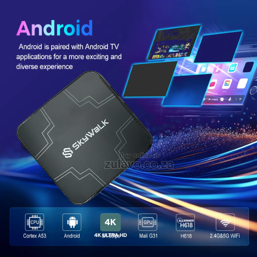 SkyWalk VKG.333 Android 15 Ultra HD TV Box – Smarter Entertainment at Home Transforms any TV into a smart powerhouse.