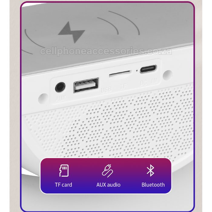 RGB Wireless Charging Bluetooth Speaker with 15W Wireless Charging Pad – White