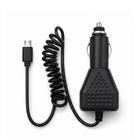 Micro USB Car Charger Compatible with Mobile Devices Extendable Cable 12-24V Black