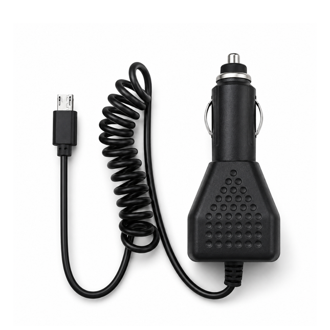 Micro USB Car Charger Compatible with Mobile Devices Extendable Cable 12-24V Black