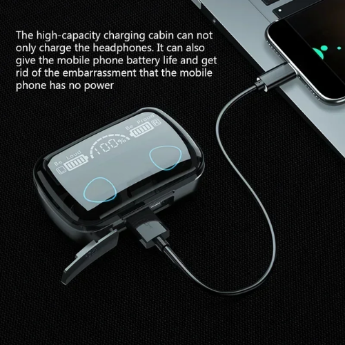 M10 iPhone and Android Compatible TWS Wireless Bluetooth 5.1 Earbuds with LED Display Power Bank Case