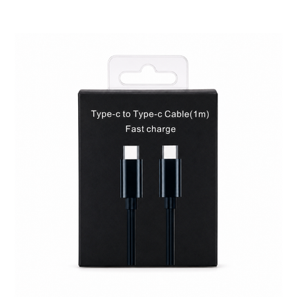 60W, USB-C to USB-C Fast Charging Cable 1m Black, Type-C Charging and Data Cable, Compatible with USB-C Smartphones, Tablets, Power Banks and Chargers