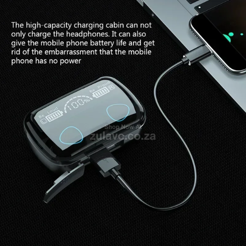 M10 Wireless Earbuds (Bluetooth 5.3) with Powerbank Function Deep bass and crystal-clear audio with a built-in powerbank