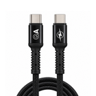 65W USB-C to USB-C Fast Charging Braided Data Cable - 1m Black