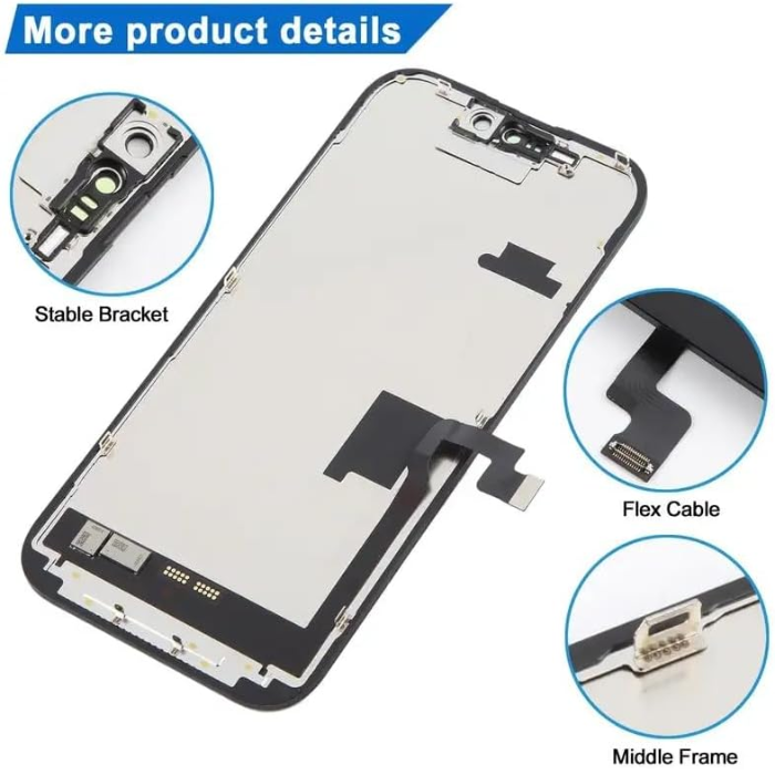 iPhone 16 Pro Max In-Cell LCD Compatible replacement screen assembly with flex cable and frame