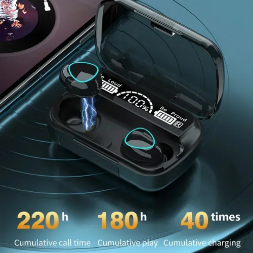 M10 iPhone and Android Compatible TWS Wireless Bluetooth 5.1 Earbuds with LED Display Power Bank Case