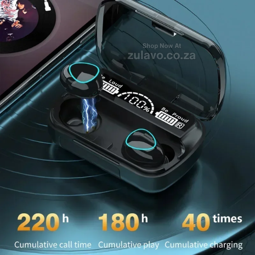 M10 Wireless Earbuds (Bluetooth 5.3) with Powerbank Function Deep bass and crystal-clear audio with a built-in powerbank