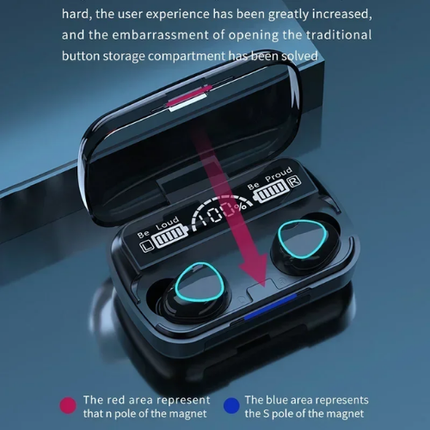 M10 iPhone and Android Compatible TWS Wireless Bluetooth 5.1 Earbuds with LED Display Power Bank Case