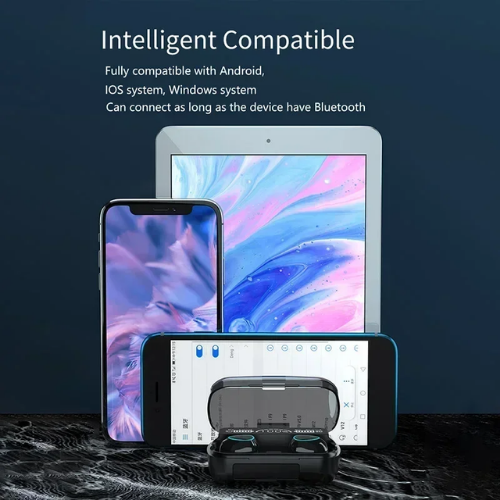 M10 iPhone and Android Compatible TWS Wireless Bluetooth 5.1 Earbuds with LED Display Power Bank Case