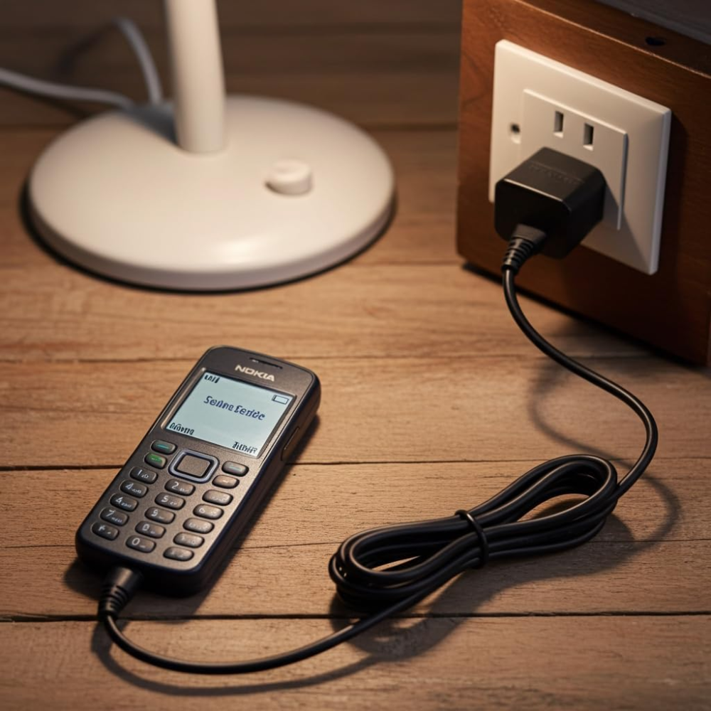 3.5mm Nokia compatible travel charger with EU plug. 9V 0.6A wall charger for selected classic Nokia mobile phones - Black