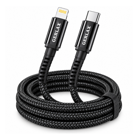 Gerlax L14PL2 30W USB-C to Lightning Nylon Braided Fast Charging Cable 2m Black